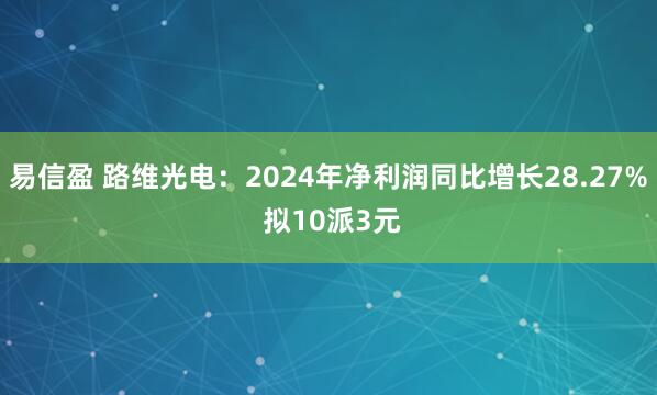 易信盈 路维光电：2024年净利润同比增长28.27% 拟10派3元