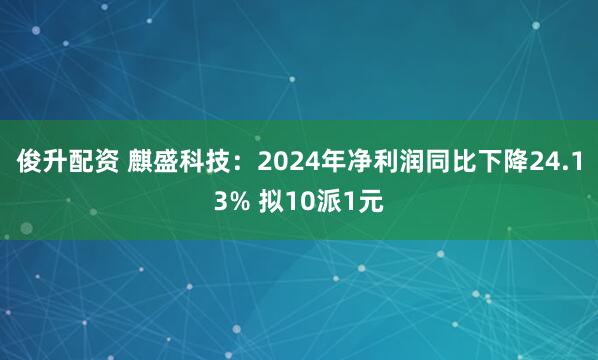 俊升配资 麒盛科技：2024年净利润同比下降24.13% 拟10派1元