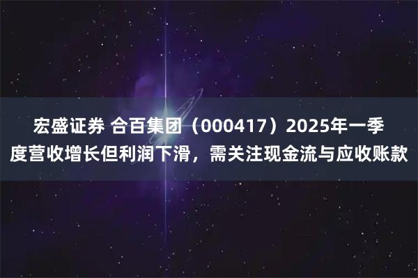 宏盛证券 合百集团（000417）2025年一季度营收增长但利润下滑，需关注现金流与应收账款