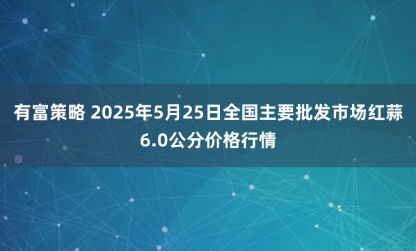 有富策略 2025年5月25日全国主要批发市场红蒜6.0公分价格行情
